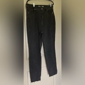 Black High-Waisted Straight Jeans